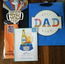 Father&#39;s Day Paper Wonder Card + 2 Bags + Tissue Hallmark Daddy Best Beer - £7.70 GBP