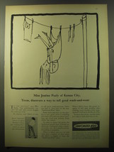 1960 Sanforized Plus Fabric Ad - Miss Justine Feely of Kansas City, Texas - £11.56 GBP