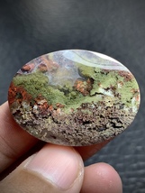 Scenic Moss Agate Oval Cabochon 34.5x24.5x6.2mm - £49.63 GBP