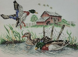 Mallard Duck Embroidery Finished Farmhouse Bird Barn Country Cottage Cor... - $21.95