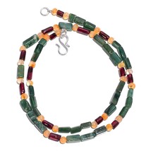 Natural Aventurine Garnet Carnelian Gemstone Smooth Beads Necklace 17&quot; UB-4871 - £7.85 GBP