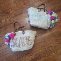 (2) MISA Los Angeles ESCAPE &amp; AWAY Marrakech Tote Straw Extra Large Beach Bag - $96.58