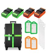 Travel Luggage Belt Straps for Suitcases with Plastic Buckle 4 Pack Gree... - £12.64 GBP