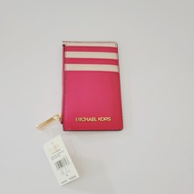 Michael Kors Jet Set Travel Medium Top Zip Card Case Mini Wallet Electri... - $48.76