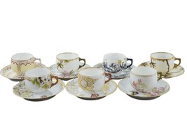 1880&#39;s French A Klingenberg Limoges Demitasse cup and saucer set (7) with p mono - £618.27 GBP