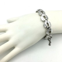 MONET vintage fancy link bracelet with safety chain - signed silver-tone 7&quot; - $20.00