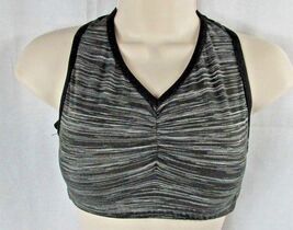 Motionwear small strappy back black gray sports bra full coverage front ... - $9.26