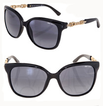 JIMMY CHOO BELLA Black Gradient Square Sunglasses Gold Chain Crystal Authentic - £157.70 GBP