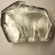 Vintage Etched Art Glass Polar Bear Paperweight Sweden - £20.59 GBP