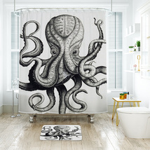 Octopus 01 Shower Curtain Bath Mat Bathroom Waterproof Decorative - £17.18 GBP+