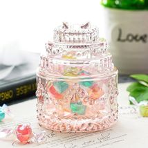 Glass Decorative,Pink Cake Shaped Crystal Candy Jar 2.8&quot;L x 2.8&quot;W x 3.5&quot;H - $14.85