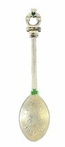 VTG Irish Green Clover &amp; Claddagh Heart Souvenir Spoon Silver Plated &amp; Enamel - £9.61 GBP