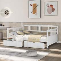 Full Size Daybed Wood Bed with Two Drawers,White(OLD SKU:LP000058AAK) - £309.54 GBP