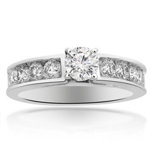 2.00 Carato e-Si Diamante Taglio Rotondo Naturale Fidanzamento Anello 14K Bianco - £2,747.29 GBP