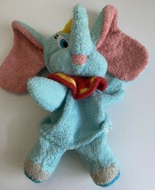 Disney Dumbo Hand Puppet Blue Soft Lovey Plush Vintage Terrycloth Blue security - £13.47 GBP