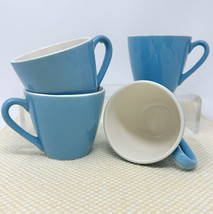 4 Blue Heaven Mugs Royal China Coffee Tea Cups Blue Mid Century Atomic Vintage - £22.70 GBP