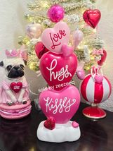 Valentine's Day Love Kisses Pink Stacked Hearts Figurine Statue Decor 13.5" - $39.59