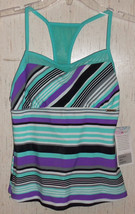 NWT WOMENS ZEROXPOSUR STRIPE TANKINI TOP   SIZE 6 - £18.34 GBP