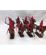 Lot Of (8) Red Napoleonics Cavalry Riders With Swords Toy Soldiers - $732.79 MXN