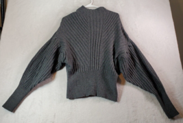 Prologue Sweater Women Size Medium Gray Knit Cotton Long Raglan Sleeve Crew Neck - £17.59 GBP