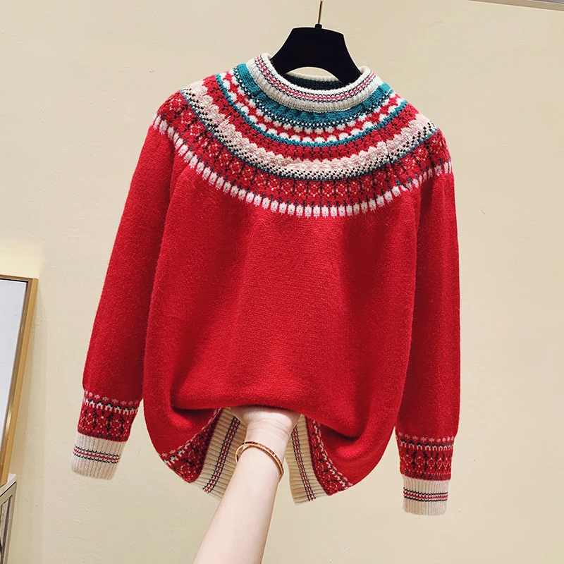  women basic vintage   winter new Harajuku loose casual  round neck pullover  to - £107.72 GBP