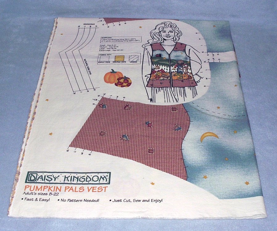 Daisy Kingdom Pumpkin Pals 1998 Vest Fabric Panel Sizes 8-22 #3640 - $9.99