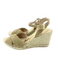 Cuple Tan Suede Leather Espadrille Sandals Metallic Wedge SZ 40 EU 9.5 U... - £72.28 GBP