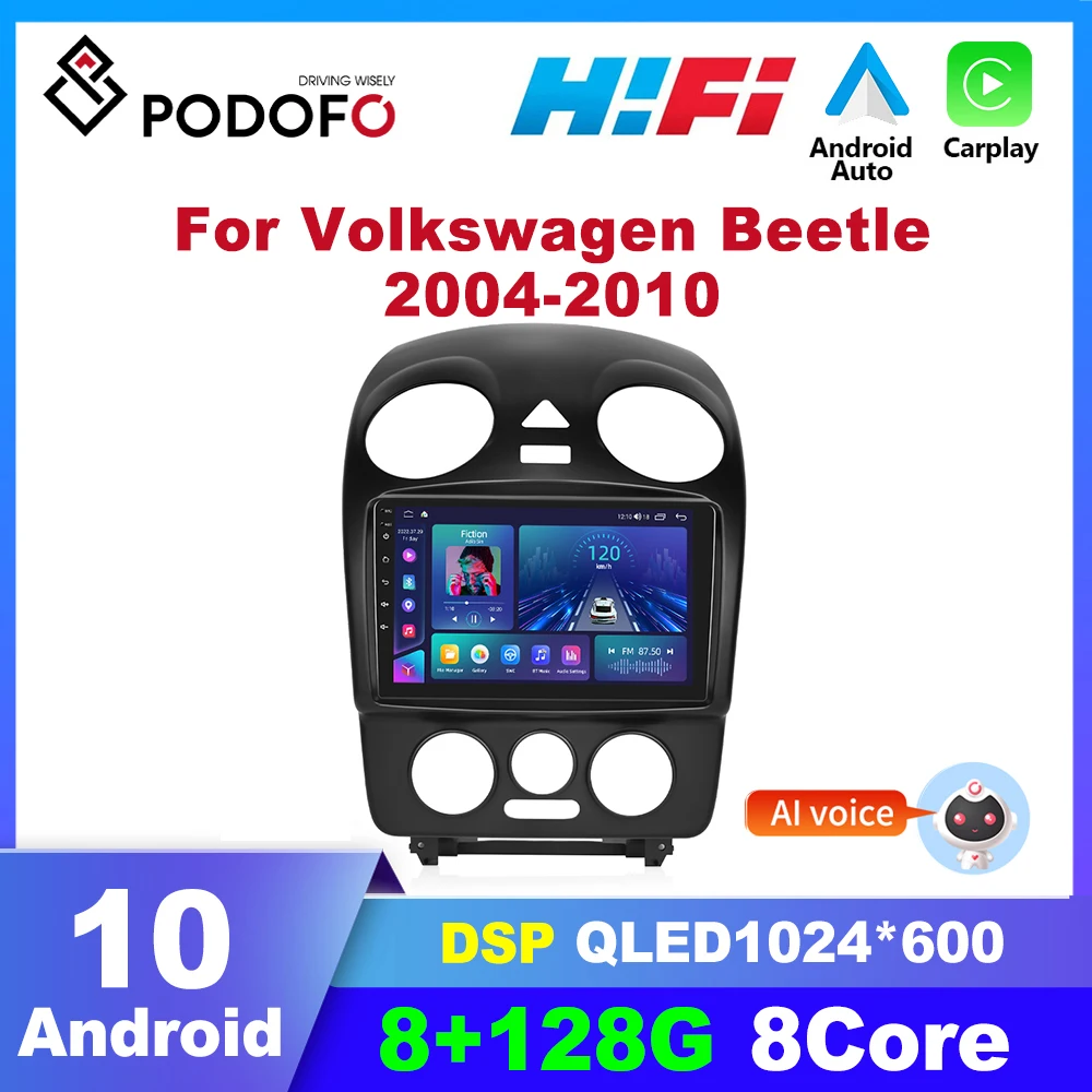 Podofo 2 din Android Car Radio For Volkswagen Beetle 2004-2010 2 din Car - £150.25 GBP+