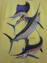 NWT - GUY HARVEY FISH DESIGN Yellow Woman&#39;s L Double-Sided Short Sleeve Tee - £19.01 GBP