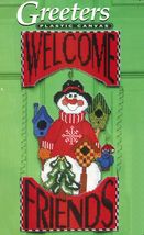 Vintage Plastic Canvas Welcome Friends Snowman Door Greeter Kit 11 x 17 - $17.99