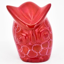Vaneal Group Hand Carved Kisii Soapstone Red Owl Figurine Handmade in Kenya - £3.97 GBP
