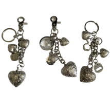 Kathy Van Zeeland Silver Tone Bling Bag Charms Heart Keychain Fobs Lot 3 Vintage - £13.41 GBP
