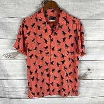 Original Use Men&#39;s Medium Pink T-Rex Dinosaur Short Sleeve Button-Up Shirt - $8.99
