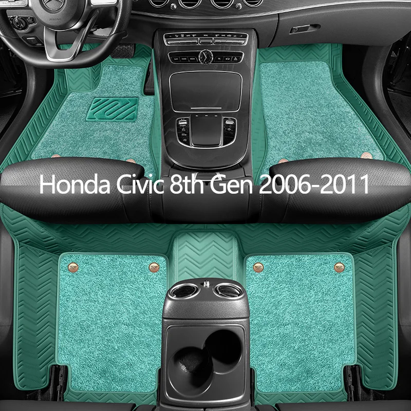 Custom Leather Car Floor Mats For Honda Civic 8th Gen 2006 2007 2008 200... - £118.44 GBP+
