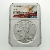 2017 Argent American Eagle Classé Par NGC Comme MS-70 Aigle Étiquette - $99.26