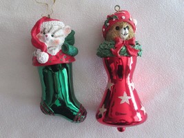 European Style Blown Glass Santas Best Christmas Ornament Kitten Bear Bell 90&#39;s - £11.39 GBP