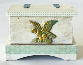 Miniature Dollhouse Colonial Wood Blanket Storage Chest Cottage Shabby Redo 1:12 - £15.23 GBP