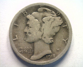 1918 Mercury Dime Good / Very Good G/VG Nice Original Coin Bobs Coins 99c Ship - £4.79 GBP