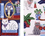 2 DIFFERENT COTTON TERRY TOWELS (15&quot;x26&quot;) PATRIOTIC USA CATS THEME &amp; FLO... - $14.84