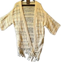 American Eagle Outfitters Cardigan Sweater Tan Womens Size Small Fringe - £11.54 GBP