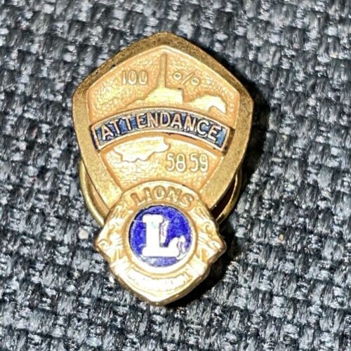 Vintage Lions Club International 100% Attendance Lapel Pin 1958-1959 - $4.99
