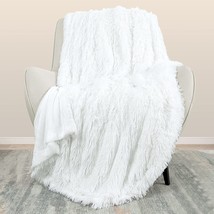 Extra Soft Faux Fur Throw Blanket,Lightweight Plush Fluffy Fuzzy, Pure White - £33.85 GBP
