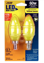 FEIT 60-Watt Equivalent CA10 Candelabra Base LED Bug Light Bulb (2-Pack)  - £11.75 GBP