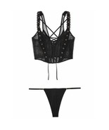 VS Very Sexy Rose Lace Grommet Strappy Corset N Smooth Adjustable Thong ... - $1,425.56 MXN