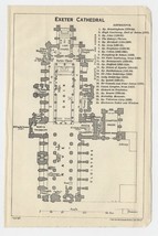 1924 Original Vintage Plan Of Exeter Cathedral / England - £13.45 GBP