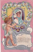 Valentine Pansy Heart Woman Belleville IL to Lockwood MO 1909 Postcard C01 - £2.39 GBP