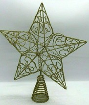 Gold Twisted Metal Wire Tree Topper Star Glitter Shimmery Christmas Swirl 3D - £15.65 GBP