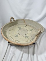 Vintage Studio Pottery Platter handles Signed Vintage Floral Leaf Stoneware - £31.39 GBP