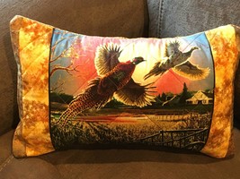 November Sunset Flying Pheasant Scene Pillow - £14.26 GBP