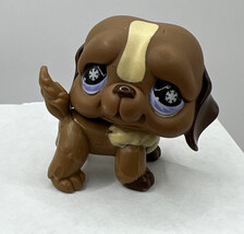 Littlest Pet Shop #688 Brown Saint St. Bernard Puppy Dog Purple Snowflake eyes - £5.30 GBP